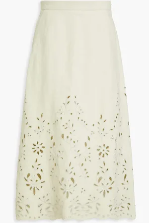 Chloé Midirock aus Canvas aus einer Hanf-Papiermischung mit Lochstickerei - Grün - FR 40