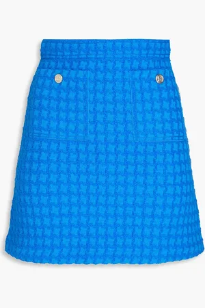 Sandro Minirock aus Jacquard-Strick aus Tweed - Blau - FR 42
