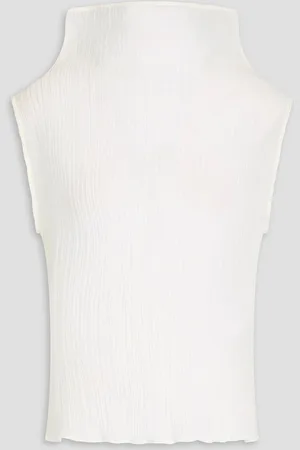 BITE Plissiertes Oberteil aus Organza aus einer Baumwoll-Seidenmischung - Weiß - UK 10