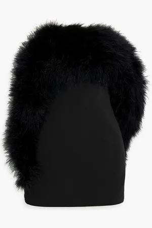 16Arlington Blaise trägerloses Minikleid aus Crêpe mit Federverzierung - - UK 14