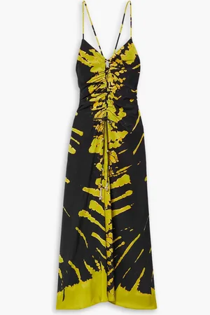 Altuzarra Chikadi Maxikleid aus Crêpe de Chine aus Seide mit Batikmuster, Cut-out und Raffungen - - FR 46
