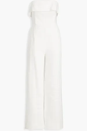 Nicholas Trägerloser Jumpsuit mit weitem Bein aus Leinen - Weiß - US 12