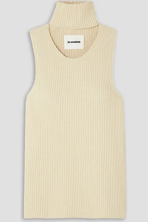 Jil Sander Wandelbares Tanktop aus einer gerippten Baumwollmischung mit Cut-out - Weiß - FR 42
