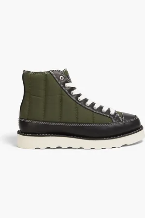 Good News Roopa gesteppte Ankle Boots aus Leder und Ripstop - Grün - EU 36