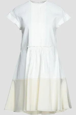 Chloé Minikleid aus Leinen mit Biesen und Einsätzen aus Crêpe de Chine aus Seide - - FR 44