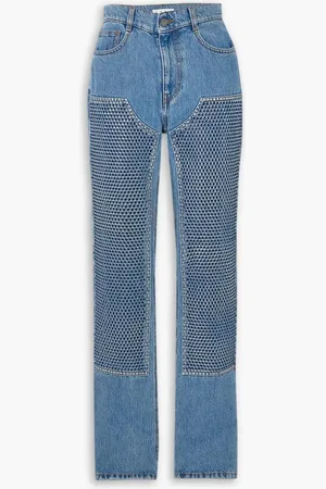 AREA Hoch sitzende Jeans mit geradem Bein und Kristallverzierung - Blau - 27