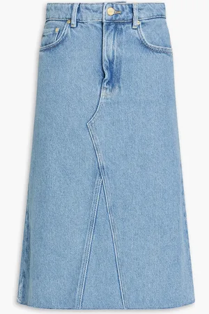Ganni Rock aus Denim mit Fransen - Blau - DE 40