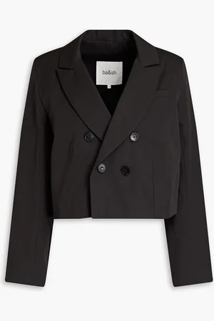 Bash Doppelreihiger Cropped Blazer aus Baumwolle - Grau - 0