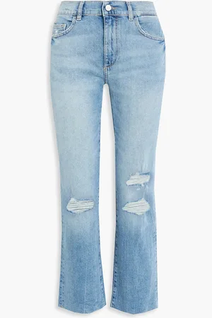 DL1961 Patti hoch sitzende Cropped Jeans mit geradem Bein in Distressed-Optik - Blau - 25