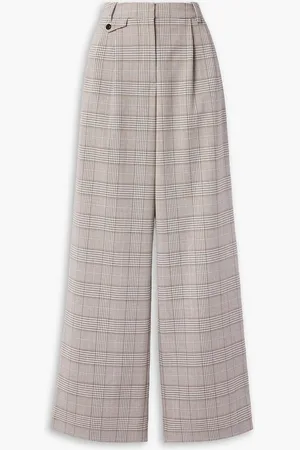 CO Bundfaltenhose mit weitem Bein aus kariertem Twill - Neutral - US 6