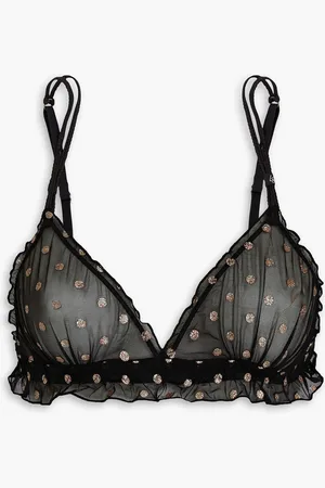 LOVE Stories Triangel-BH aus Stretch-Mesh mit Polka-Dots und Glitter-Finish - - IT II A