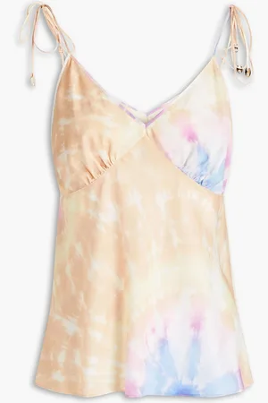 Paco rabanne Gerafftes Top aus Satin mit Batikmuster - Orange - FR 38