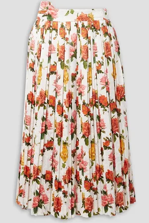 Commission Fanny Midirock aus glänzendem Jacquard mit floralem Print und Falten - - US 8