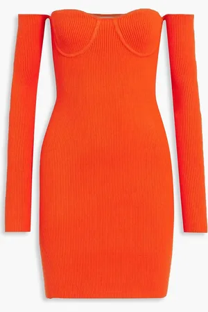 Helmut Lang Schulterfreies Minikleid aus Rippstrick - - S