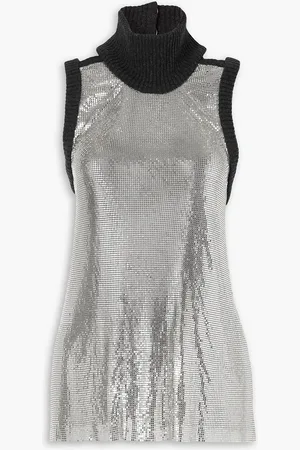 Christopher Kane Oberteil aus Crêpe de Chine mit Rückenausschnitt und Metall-Mesh-Einsätzen - Metallic - IT 44