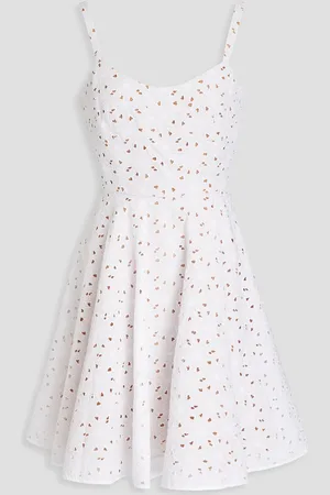 Michael Kors Gerafftes Minikleid aus einer Baumwollmischung mit Lochstickerei - - US 12