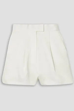 ALEX PERRY Penn Shorts aus glänzendem Crêpe mit Bundfalten - Weiß - UK 14
