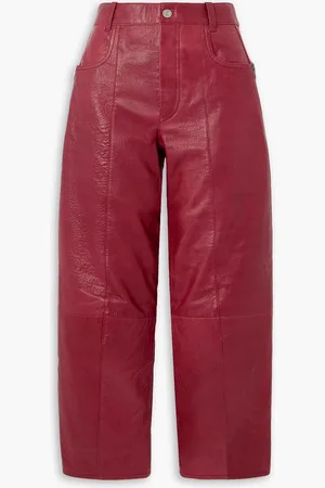 Isabel Marant Berty verkürzte Hose aus Leder mit Ziernähten - Burgunderrot - FR 36