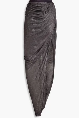Rick Owens Maxirock aus Metallic-Strick mit Wickeleffekt und Raffungen - - IT 42