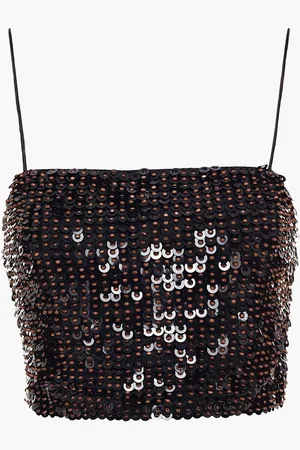 ALICE+OLIVIA Alice Olivia - Cropped Oberteil aus Mesh mit Verzierung - - L