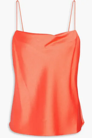 ALICE+OLIVIA Alice Olivia - Top aus glänzendem Crêpe mit Drapierung - Orange - XL
