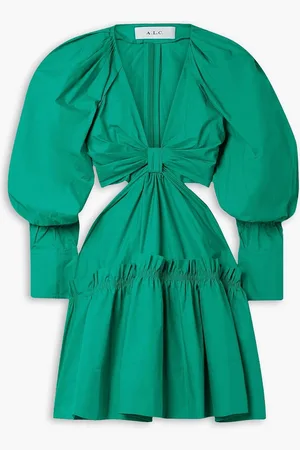 A.L.C. Alexa Minikleid aus Baumwollpopeline mit Raffung und Cut-outs - Grün - US 0