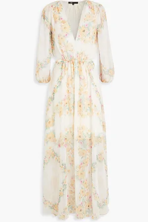 Maje Maxikleid aus Chiffon mit floralem Print und Cut-outs - Gelb - FR 40