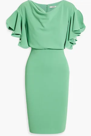 Badgley Mischka Kleid aus Crêpe mit Rüschen und Drapierung - Grün - US 4