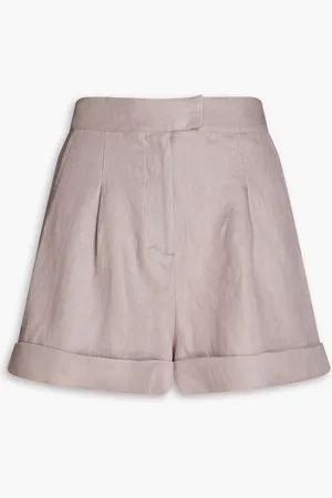 Bondi Born Antigua Shorts aus Leinen-Twill mit Falten - Lila - XL