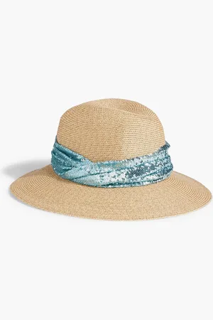 EUGENIA KIM Courtney Fedora aus Kunststroh mit Tüllbesatz und Pailletten - Neutral - ONESIZE