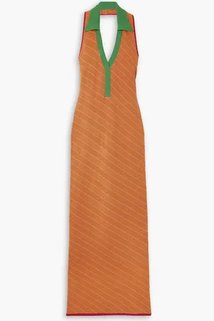 Ahluwalia Spice Neckholder-Maxikleid aus Jacquard-Strick - - UK 16