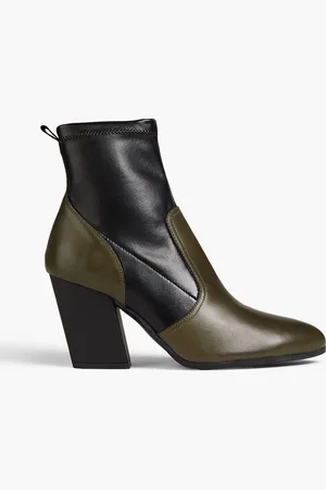 Hogan Ankle Boots aus Stretch-Leder mit Kunstlederbesatz - Grün - EU 36