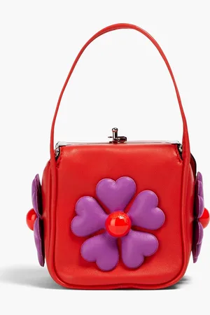 Moschino Tote Bag aus Kunstleder mit floralen Applikationen - Rot - OneSize
