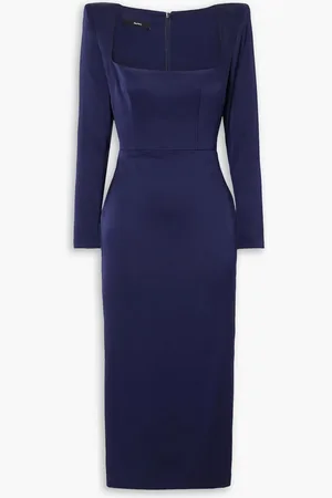 ALEX PERRY Manor Midikleid aus glänzendem Crêpe - Blau - UK 4