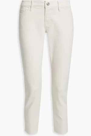 Frame Le Garcon Cropped Boyfriend-Jeans in Distressed-Optik - Weiß - 24