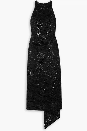 EMILIA WICKSTEAD Cheska asymmetrisches Midikleid aus Mesh mit Pailletten - - UK 12