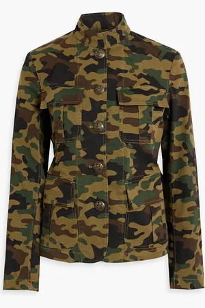 NILI LOTAN Cambre Jacke aus Twill aus einer Baumwollmischung mit Camouflage-Print - Grün - XS