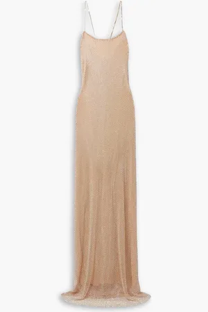 LOVESHACKFANCY Calvert Maxikleid aus Mesh mit Kristallen - Pink - US 12