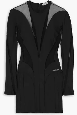 MUGLER Illusion Minikleid aus Stretch-Jersey mit Einsätzen aus Tüll - - FR 44