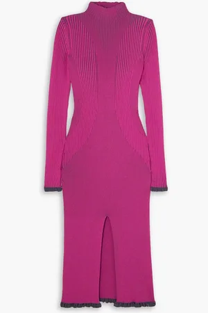 AZ FACTORY Ester Manas zweifarbiges Midikleid aus Rippstrick mit Stehkragen - Pink - M