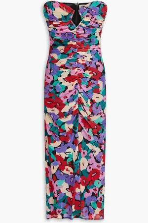 Nicholas Trägerloses Midikleid aus Stretch-Mesh mit floralem Print - - US 10