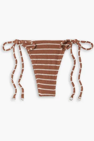FAITHFULL THE BRAND Andrea tief sitzendes geripptes Bikini-Höschen mit Streifen - - UK 14