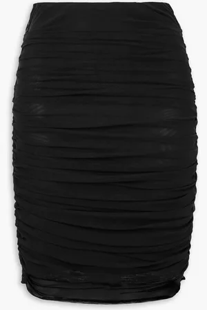 Leslie Amon Medusa Bleistiftrock aus Stretch-Mesh mit Raffungen - - S