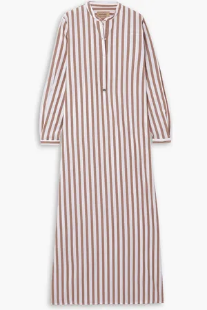 FORTELA Valery Maxikleid aus gestreiftem Baumwoll-Voile mit Verzierung - - IT 38