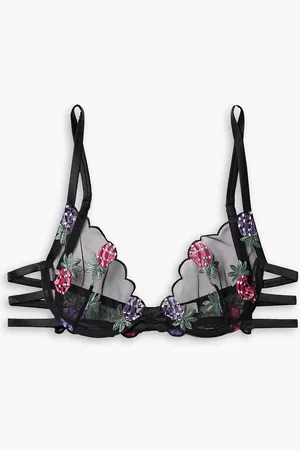 FLEUR DU MAL Bügel-BH aus Tüll mit Satinbesätzen und Verzierungen - - 32 D