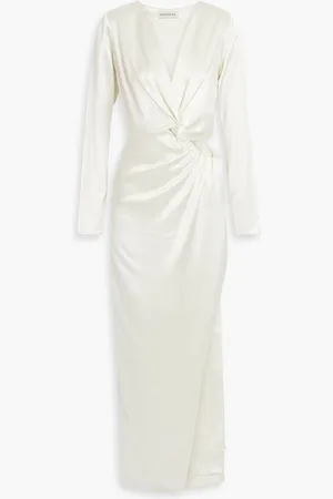 Nicholas Maxikleid aus Satin mit Cut-outs und Twist-Detail an der Vorderseite - Weiß - US 2