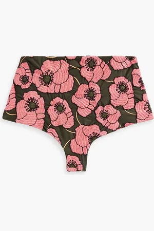 Agua by Agua Bendita Hoch sitzendes Bikini-Höschen mit Stickereien - Pink - XL