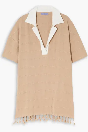 Paradised Strandkleid aus Baumwolle mit Frotteebesatz und Fransen - - M