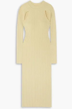 LVIR Midikleid aus Rippstrick mit Cut-outs - Gelb - M