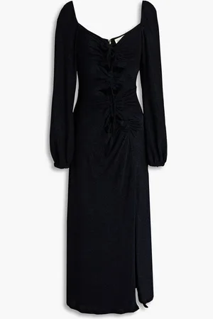 Nicholas Gerafftes Midikleid aus Metallic-Jersey mit Cut-outs - Blau - US 0